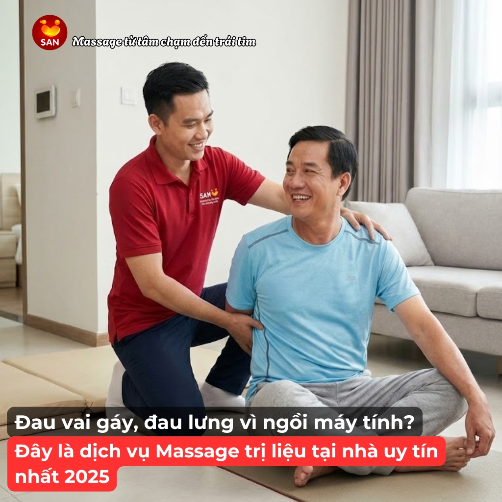 Đau vai gáy – đau lưng vì ngồi máy tính Đây là dịch vụ massage trị liệu tại nhà uy tín nhất